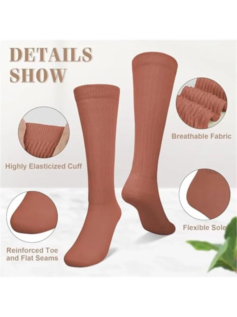 6 Pairs Slouchy Socks for Women, Long Knee High Boot Socks